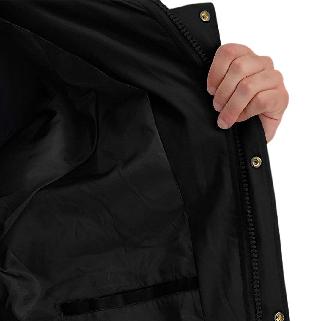 Black Winter Fur Hooded Thick Overcoat Jacket