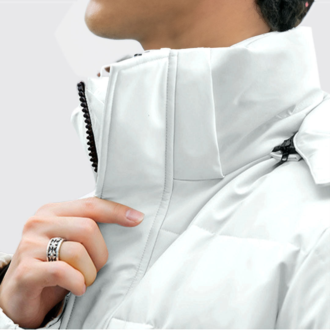 White Winter Hooded Overcoat Long Jacket