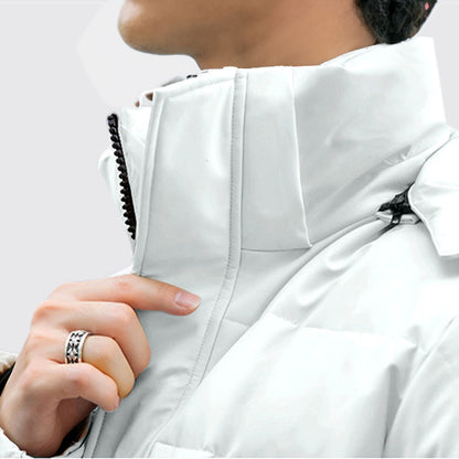 White Winter Hooded Overcoat Long Jacket