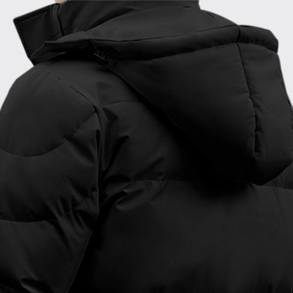 Black Winter Hooded Overcoat Long Jacket