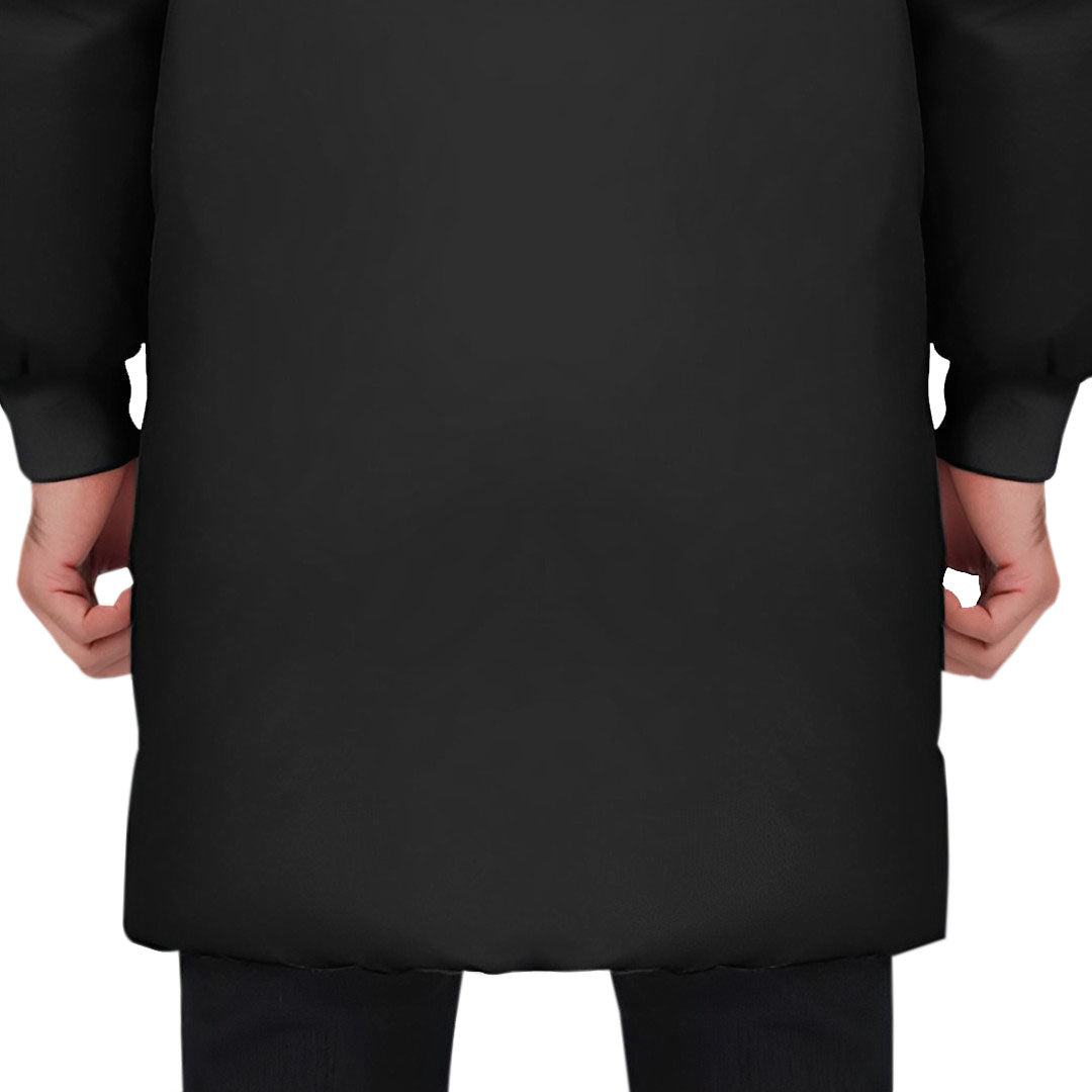 Black Winter Fur Hooded Thick Overcoat Jacket