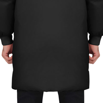 Black Winter Fur Hooded Thick Overcoat Jacket