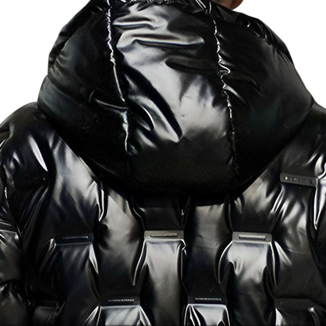 Black Winter Hooded Glossy Down Jacket