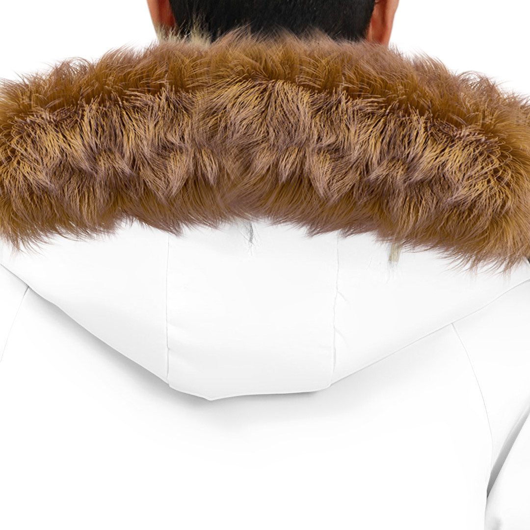 White Winter Fur Hooded Thick Overcoat Jacket