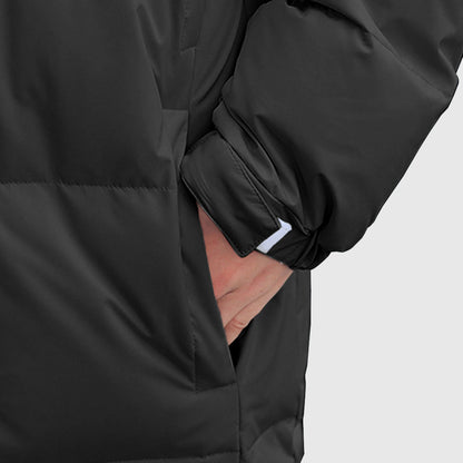 Black Winter Hooded Overcoat Long Jacket