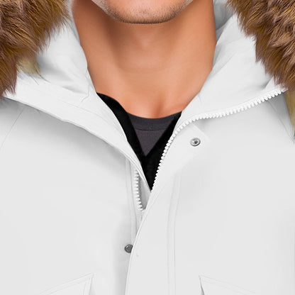 White Winter Fur Hooded Thick Overcoat Jacket